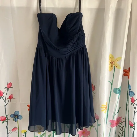 Alfred Angelo Strapless Navy Cocktail Dress - Picture 2 of 6
